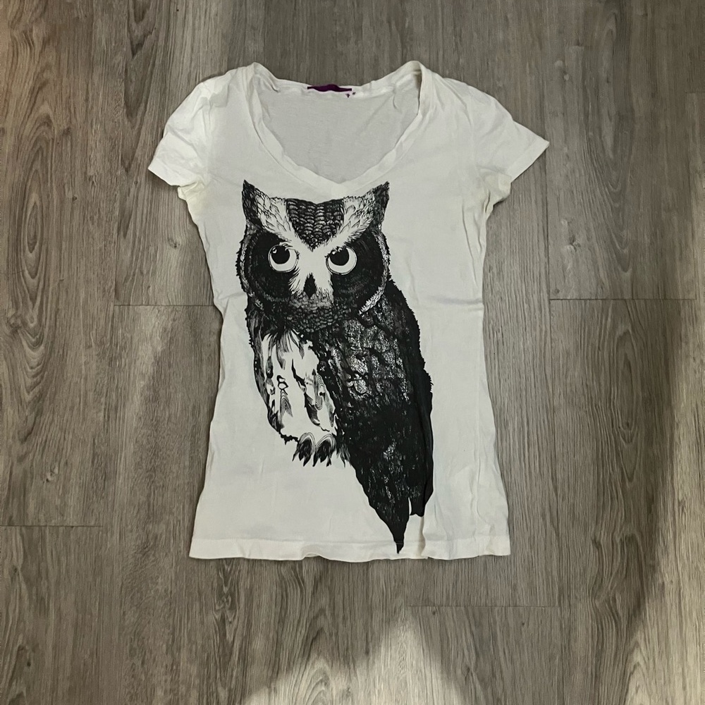 3/$15 Smart Set White Tee with Owl Graphic